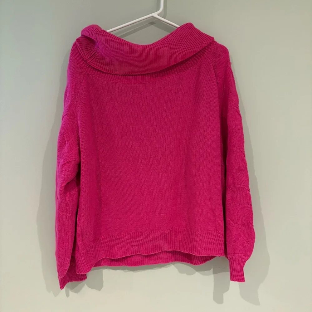 Hot Pink Knit Cowl Neck Sweater 1XL - Picture 6 of 6